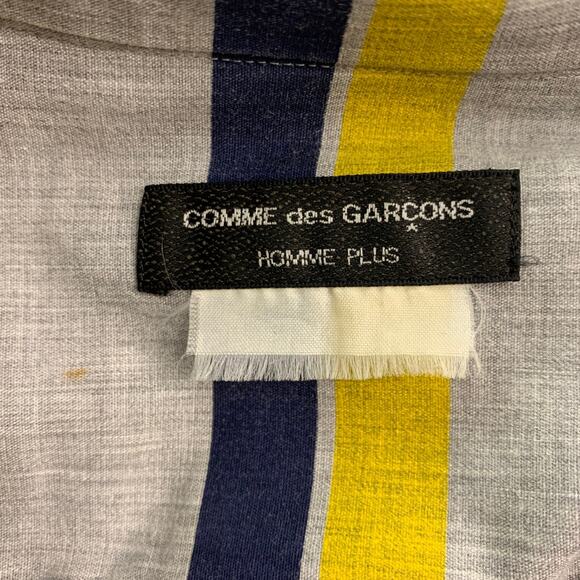 COMME des GARCONS HOMME PLUS Size L Grey Multi-Color Stripe Long Sleeve Shirt - Picture 5 of 8